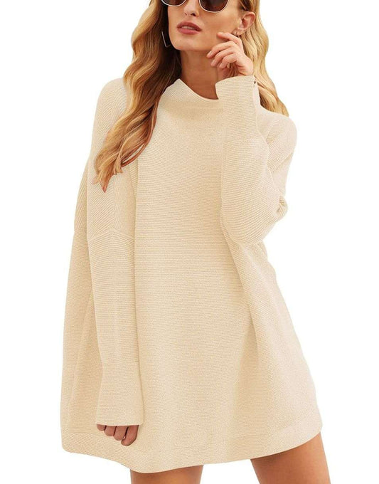 Casual Turtleneck Slouchy Ribbed Knit Tunic Sweaters Pullover