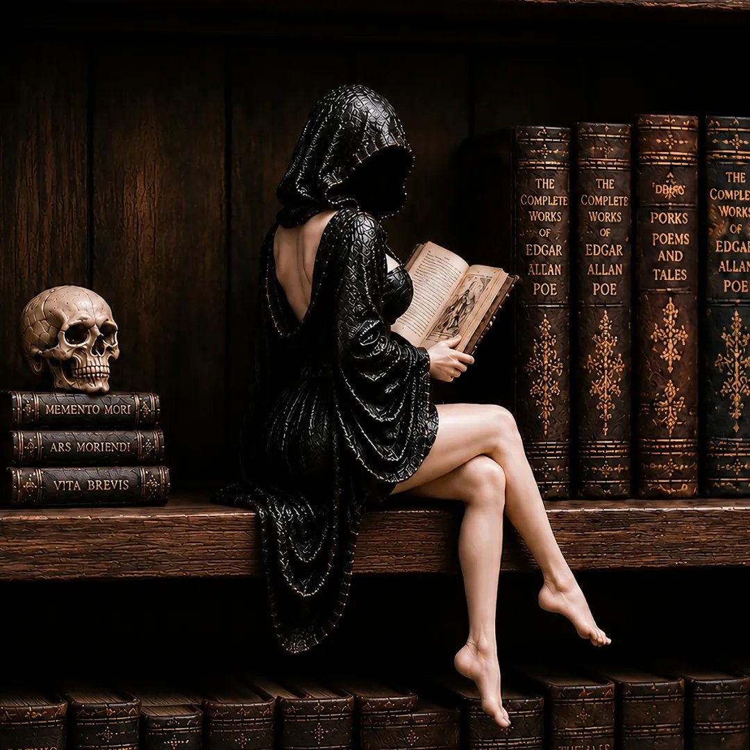 šGothic Hooded Reader Figurine ā Dark Academia Bookshelf Decor