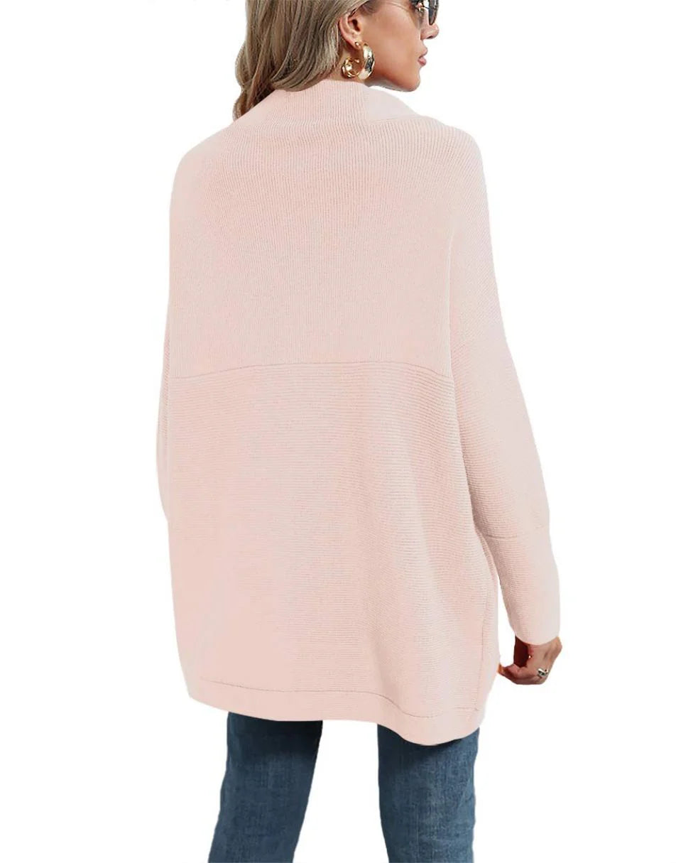 Casual Turtleneck Slouchy Ribbed Knit Tunic Sweaters Pullover