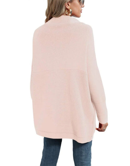 Casual Turtleneck Slouchy Ribbed Knit Tunic Sweaters Pullover
