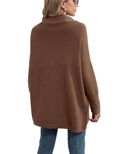 Casual Turtleneck Slouchy Ribbed Knit Tunic Sweaters Pullover