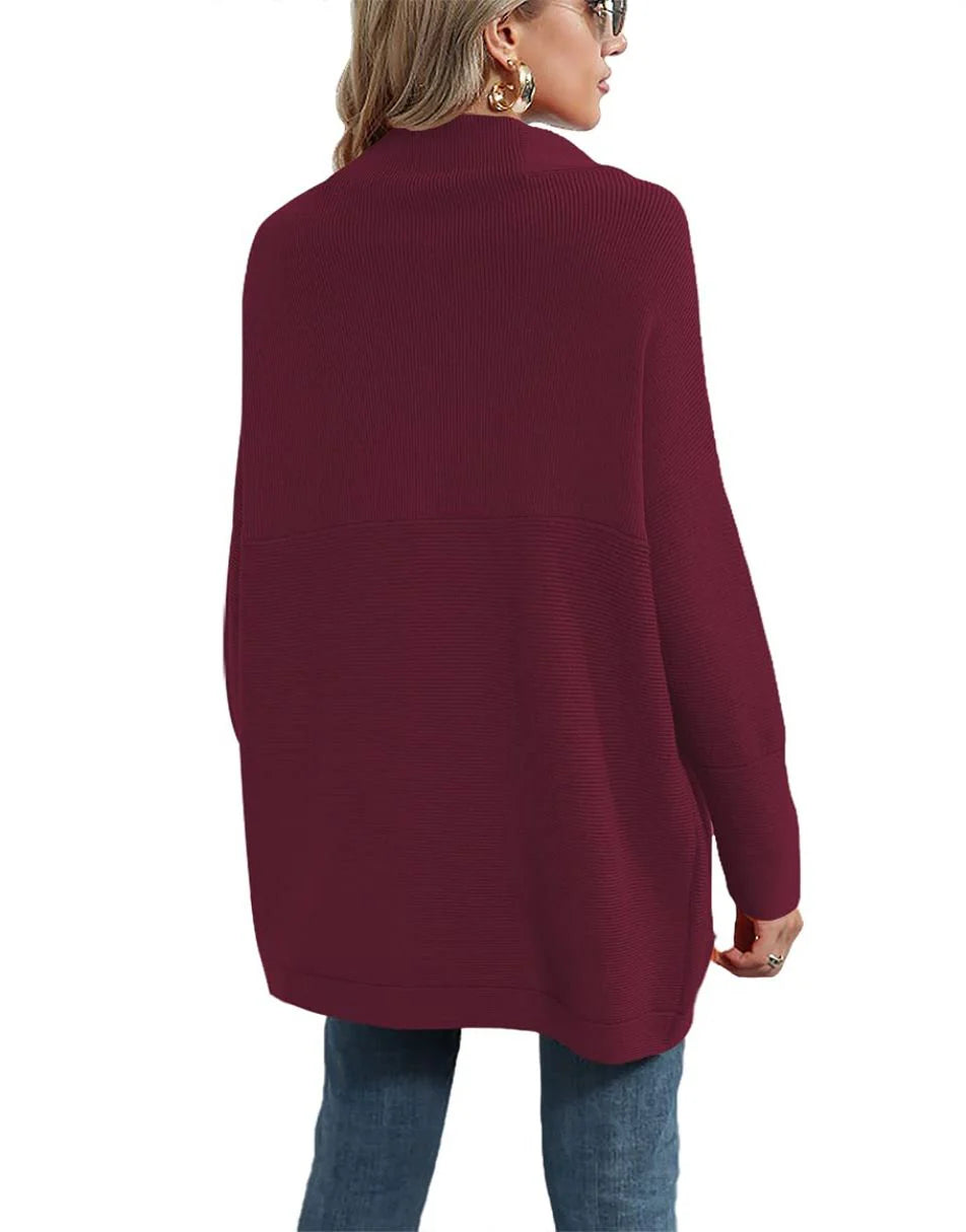 Casual Turtleneck Slouchy Ribbed Knit Tunic Sweaters Pullover