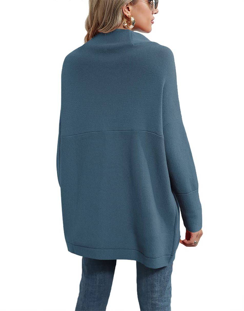 Casual Turtleneck Slouchy Ribbed Knit Tunic Sweaters Pullover