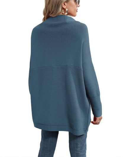 Casual Turtleneck Slouchy Ribbed Knit Tunic Sweaters Pullover