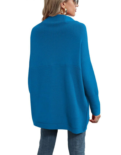 Casual Turtleneck Slouchy Ribbed Knit Tunic Sweaters Pullover