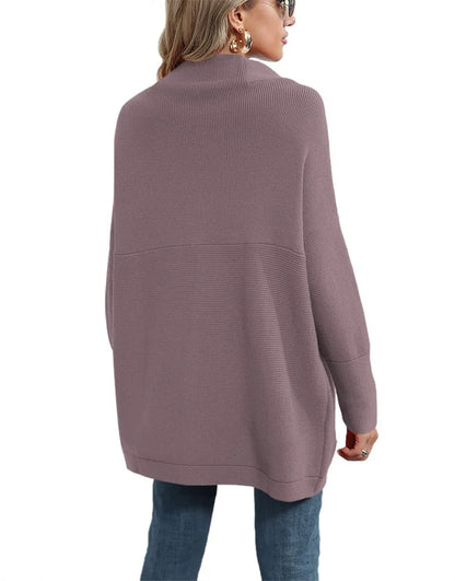 Casual Turtleneck Slouchy Ribbed Knit Tunic Sweaters Pullover