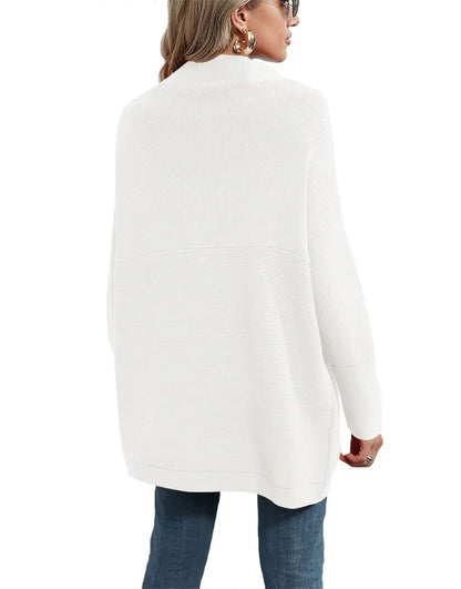 Casual Turtleneck Slouchy Ribbed Knit Tunic Sweaters Pullover