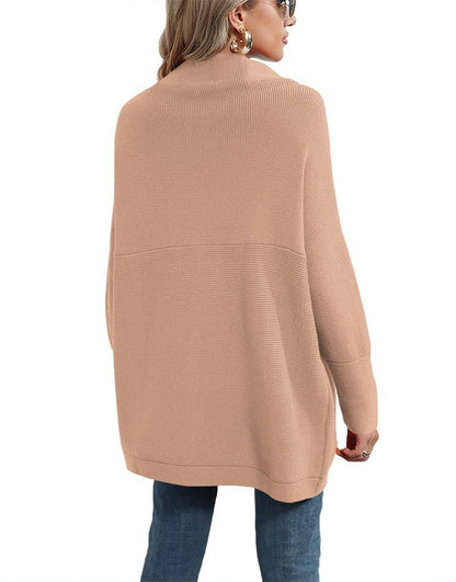 Casual Turtleneck Slouchy Ribbed Knit Tunic Sweaters Pullover
