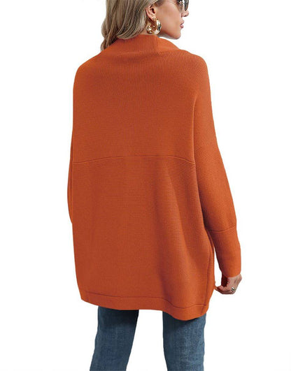 Casual Turtleneck Slouchy Ribbed Knit Tunic Sweaters Pullover