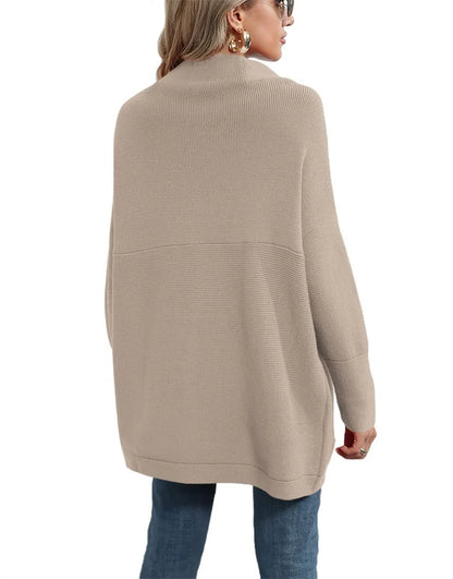 Casual Turtleneck Slouchy Ribbed Knit Tunic Sweaters Pullover