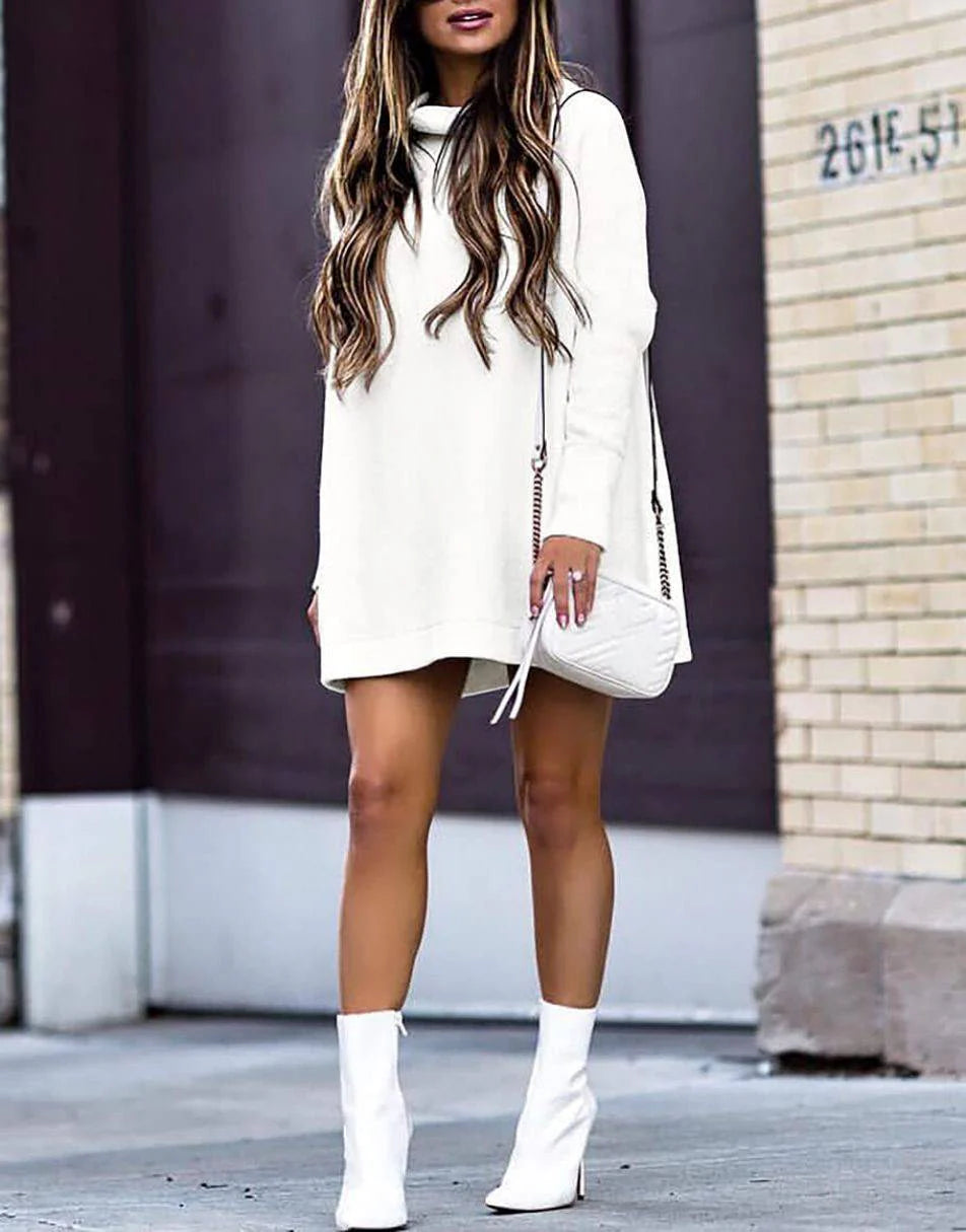 Casual Turtleneck Slouchy Ribbed Knit Tunic Sweaters Pullover