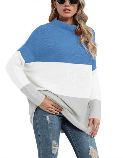 Casual Turtleneck Slouchy Ribbed Knit Tunic Sweaters Pullover