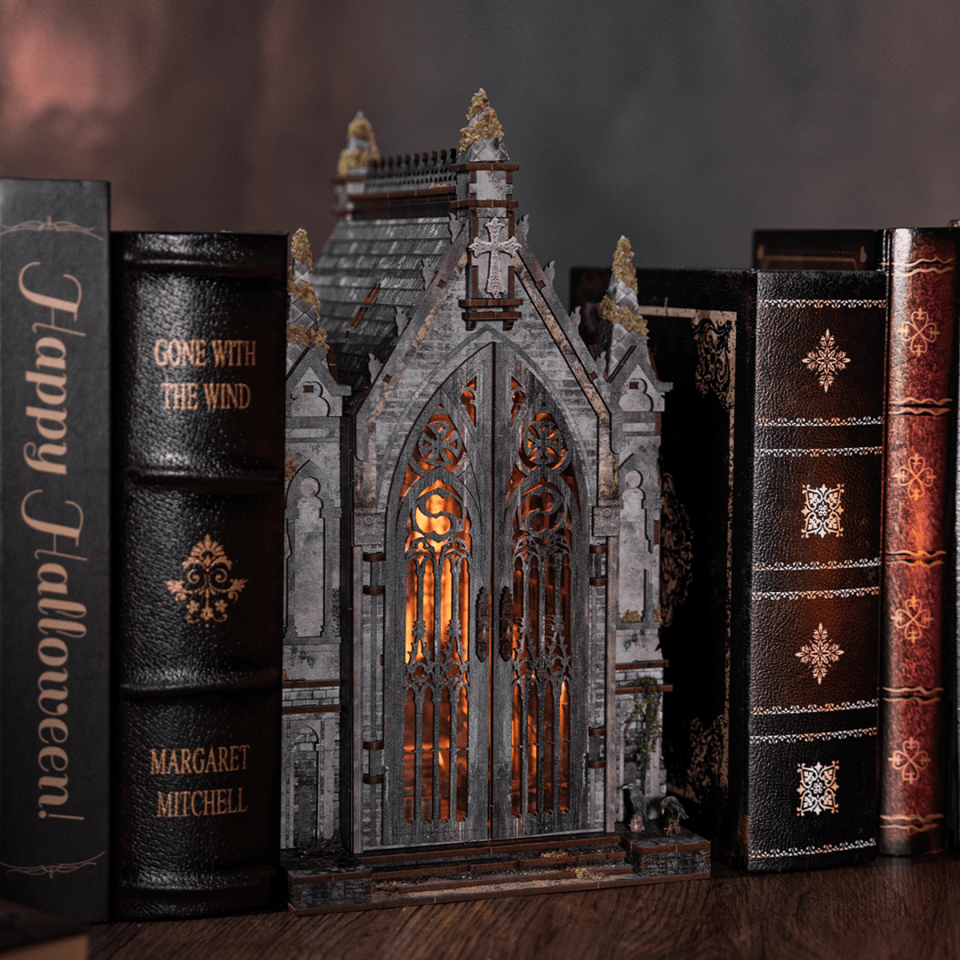 Abandoned Gothic Church DIY Wooden Book Nook Shelf Insert