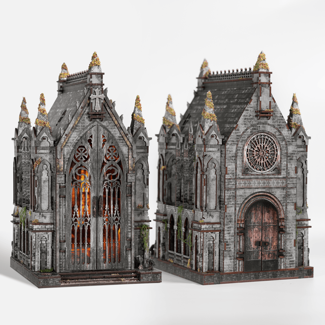Abandoned Gothic Church DIY Wooden Book Nook Shelf Insert