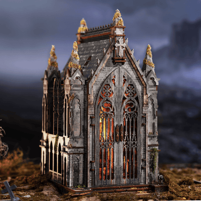 Abandoned Gothic Church DIY Wooden Book Nook Shelf Insert