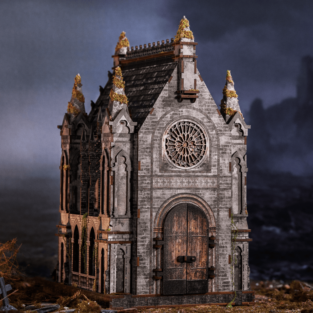 Abandoned Gothic Church DIY Wooden Book Nook Shelf Insert