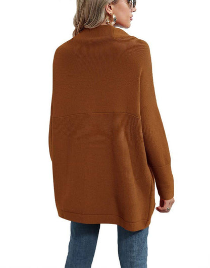 Casual Turtleneck Slouchy Ribbed Knit Tunic Sweaters Pullover