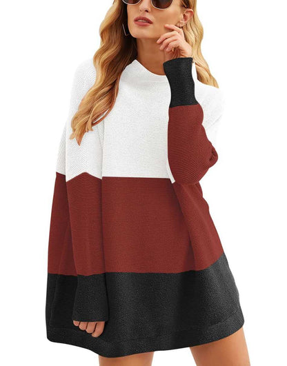 Casual Turtleneck Slouchy Ribbed Knit Tunic Sweaters Pullover