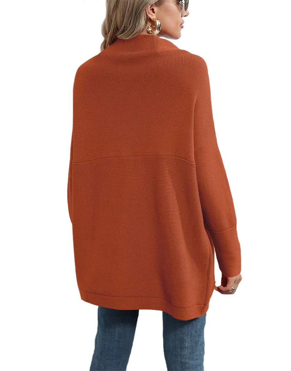 Casual Turtleneck Slouchy Ribbed Knit Tunic Sweaters Pullover