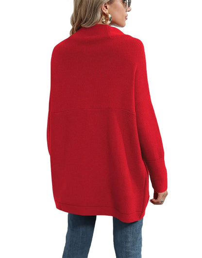 Casual Turtleneck Slouchy Ribbed Knit Tunic Sweaters Pullover