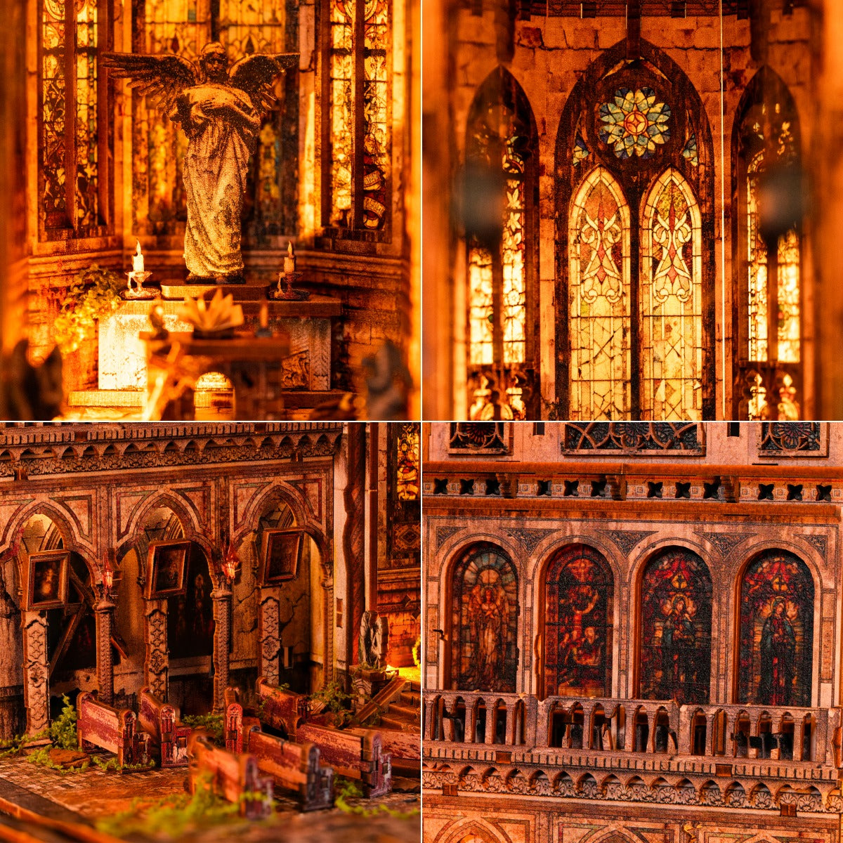 Abandoned Gothic Church DIY Wooden Book Nook Shelf Insert