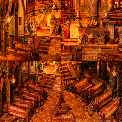 Abandoned Gothic Church DIY Wooden Book Nook Shelf Insert