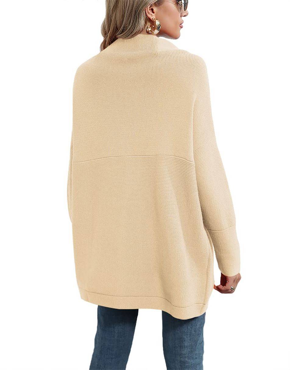 Casual Turtleneck Slouchy Ribbed Knit Tunic Sweaters Pullover