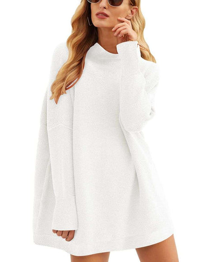 Casual Turtleneck Slouchy Ribbed Knit Tunic Sweaters Pullover