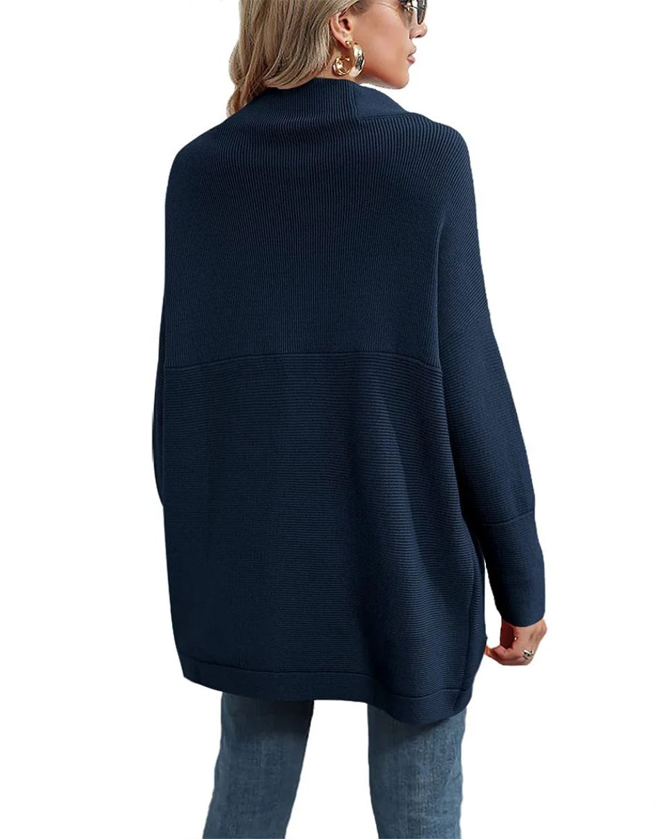 Casual Turtleneck Slouchy Ribbed Knit Tunic Sweaters Pullover